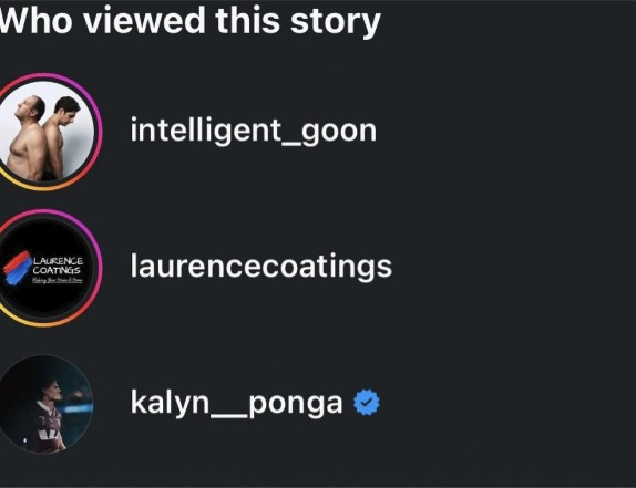 Screenshot of an Instagram "Who viewed this story" list that includes Kalyn Ponga's verified account.